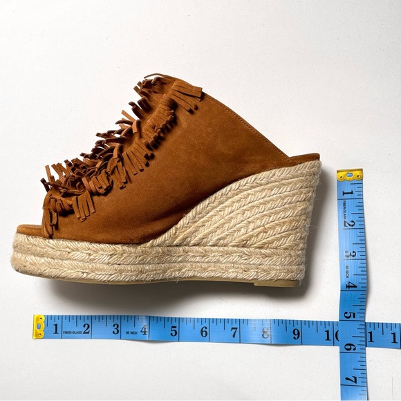 NWOT Castaner Open Toe Brown Suede Fringe Wedges Made In Spain Size 39 US 8 - Picture 13 of 14